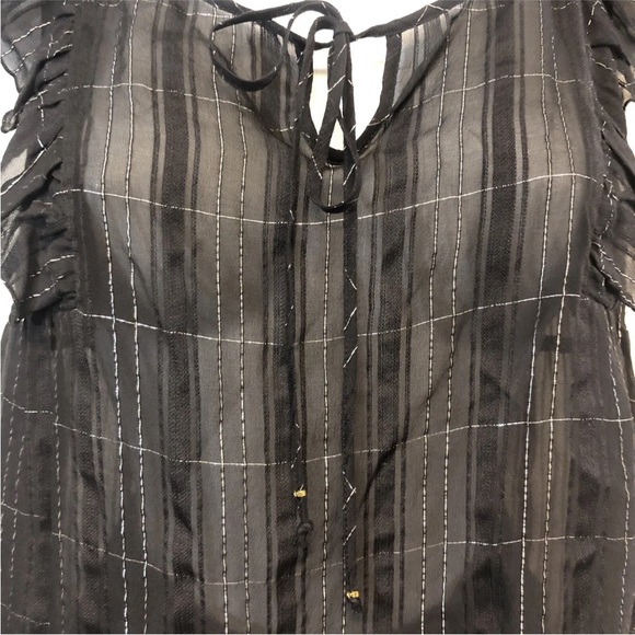 Women’s Juicy Couture Black Silver Sleeveless Ruffle Blouse - Picture 5 of 8
